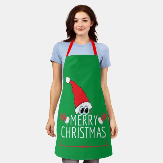 Gnomo de Navidad All-Over Print Apron エプロン (着用した状態)