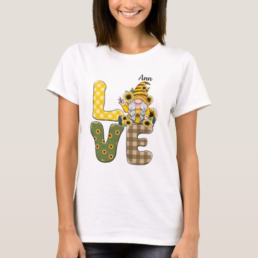 GnomssとSunflowersの"Country LOVE"語 Tシャツ (正面)