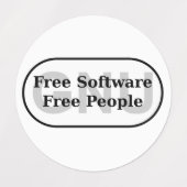 GNU – フリーソフトウェア – フリーの人 ラベル (デザイン1)