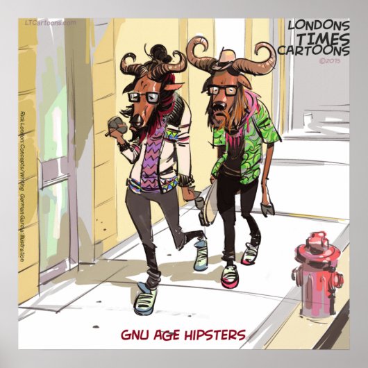 gnu+Age+Hipsters+面白い+リック+ロンドンのポスター ポスター (正面)