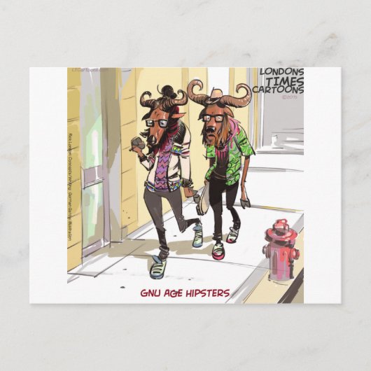 Gnu Age Hipsters Rick London おもしろい ポストカード (正面)