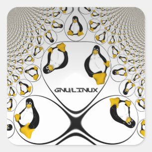 GNU/Linuxフラクタル·ステッカー スクエアシール