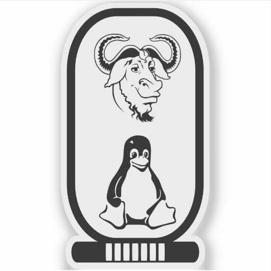 GNU Linux象形文字カルトゥーシュ シール (正面)