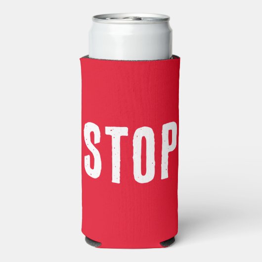 GOまたはストップ。おもしろい引用文。赤と緑 スリム缶クーラー (Seltzer裏面)