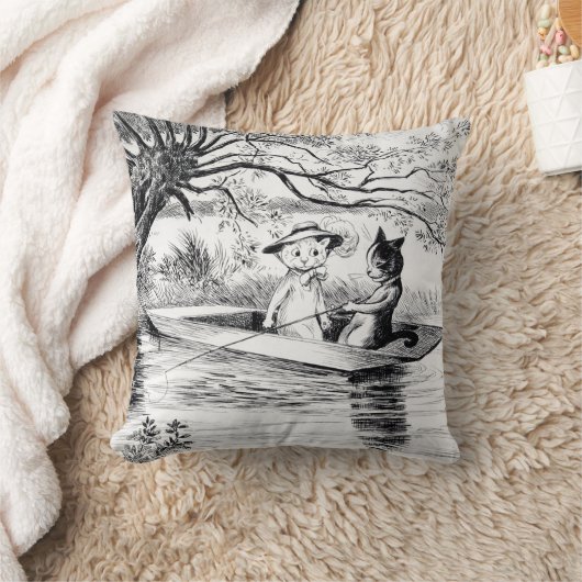 Go魚釣りと恋人Louis Wain クッション (ブランケット)