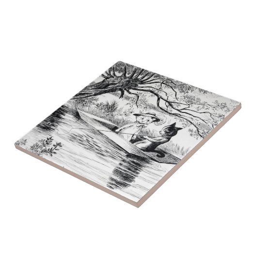 Go魚釣りと恋人Louis Wain タイル (側面)