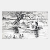 Go魚釣りと恋人Louis Wain 長方形シール (正面)