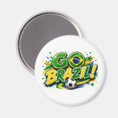 GO ブラジル 愛国サッカーファン | ブラジリアンマ マグネット (正面/裏面)