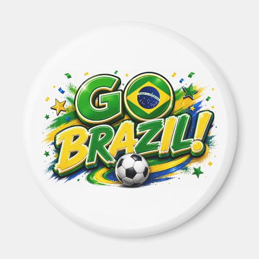 GO ブラジル 愛国サッカーファン | ブラジリアンマ マグネット (正面)