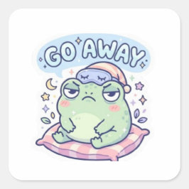Go Away Frog Sticker Cute Annoyed Frog Funny Meme  スクエアシール