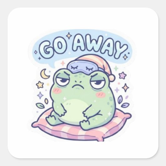 Go Away Frog Sticker Cute Annoyed Frog Funny Meme  スクエアシール (正面)