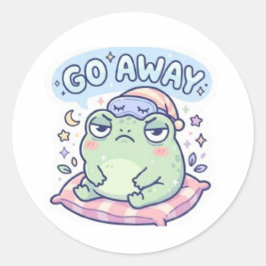 Go Away Frog Sticker Cute Annoyed Frog Funny Meme  ラウンドシール