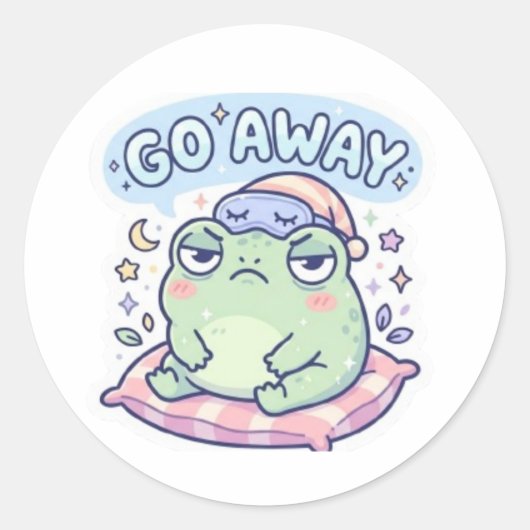 Go Away Frog Sticker Cute Annoyed Frog Funny Meme  ラウンドシール (正面)