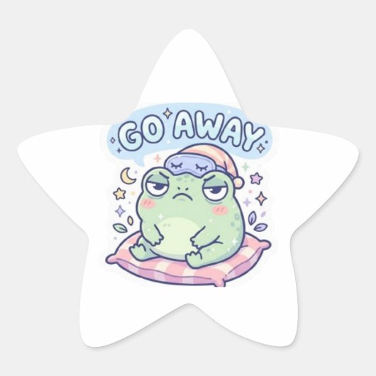 Go Away Frog Sticker Cute Annoyed Frog Funny Meme  星シール (正面)