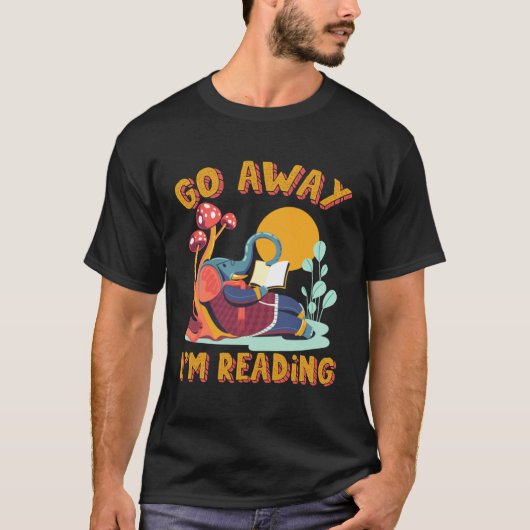 Go Away I m Reading Book Library Librarian Mammoth Tシャツ (正面)