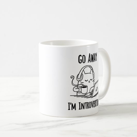 Go Away I'm Introverting Mug コーヒーマグカップ (正面右)