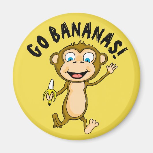 Go Bananas Round Magnet マグネット (正面)