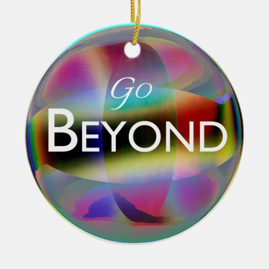 "Go Beyond"/"Look Within"パステル抽象芸術アート セラミックオーナメント (正面)