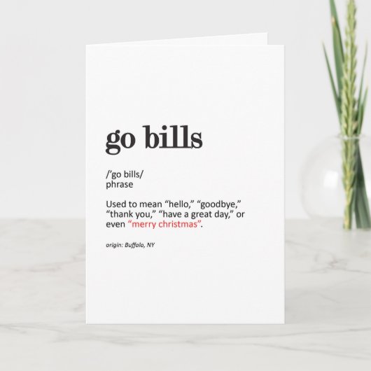 'Go Bills' 5" x 7"折り畳みクリスマスカード カード (正面)