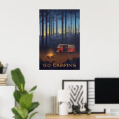 Go Camping Travel Poster Campervan Version ポスター (ホームオフィス)