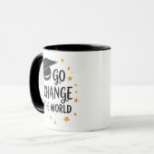 Go Change the World Graduation Quote Design マグカップ (正面左)