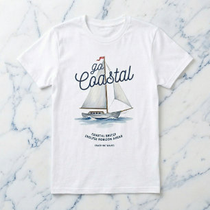 Go Coastal 白い帆船グラフィックTシャツ Tシャツ