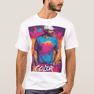 「Go Color」 – スプラッシュT鮮やかシャツデザイン Tシャツ