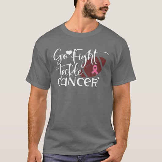Go Fight Tackle Cancer Pink Ribbon Breast Cancer A Tシャツ (正面)