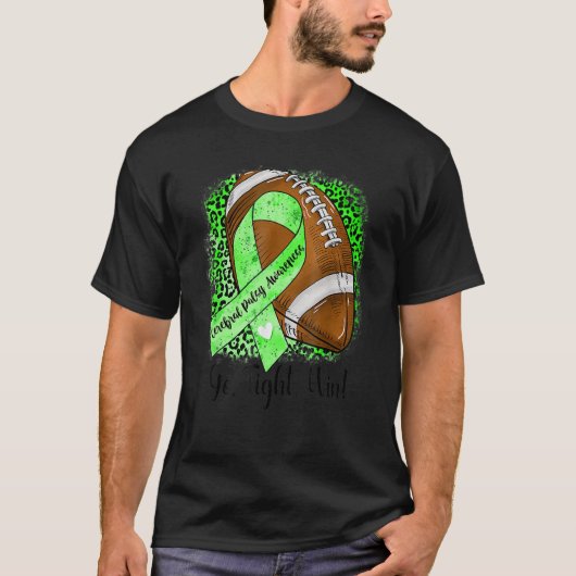 Go Fight Win Football Green Ribbon Cerebral Palsy  Tシャツ (正面)