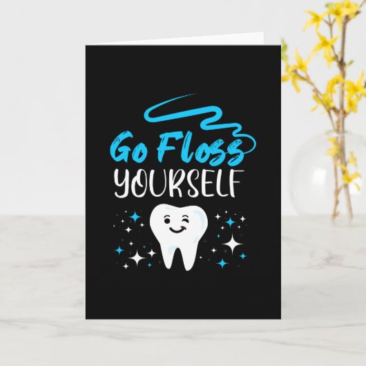 Go Floss Yourself Dentist Teeth Brushing カード (黄色い花)