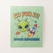 Go For It! Space Explorer - Cute Alien ジグソーパズル (縦)
