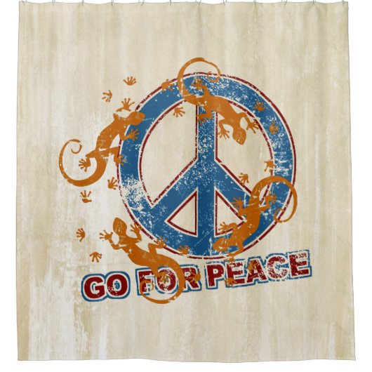 GO FOR PEACE geckosグランジ +あなたの背中。 シャワーカーテン (正面)