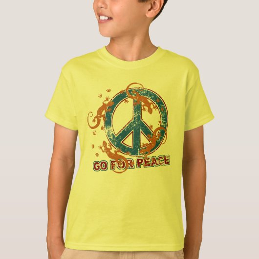 GO FOR PEACE geckosグランジ +あなたの背中。 Tシャツ (正面)