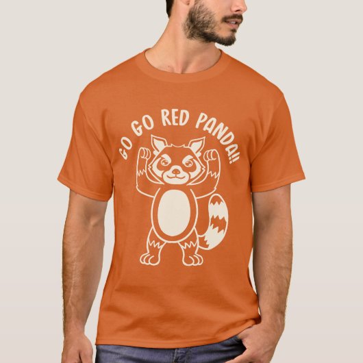 Go Go Red Panda (Mono) Tシャツ (正面)