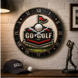 Go Golf Modern Golfer Gift ラージ壁時計