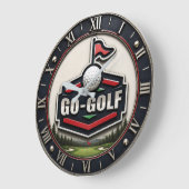 Go Golf Modern Golfer Gift ラージ壁時計 (傾斜)