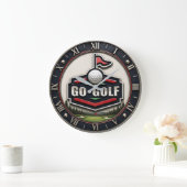 Go Golf Modern Golfer Gift ラージ壁時計 (ホーム)