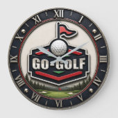 Go Golf Modern Golfer Gift ラージ壁時計 (正面)
