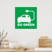 Go Green ~ Drive Electric Cars ポスター (キッチン)