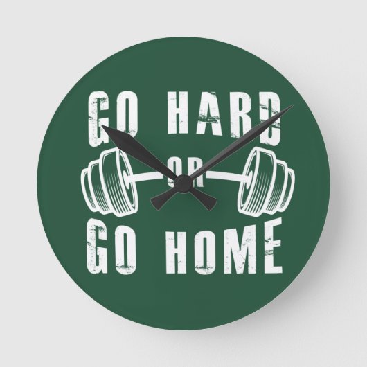 Go Hard or Go Home ラウンド壁時計 (正面)