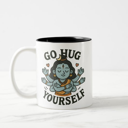 Go Hug Yourself マグカップ - スピリチュアルな自己愛のシヴァ (左)