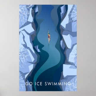 Go Ice Swimming Travel Poster ポスター