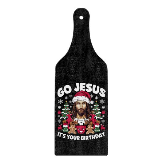 Go Jesusあなたの誕生日の醜いクリスマスセーター カッティングボード (正面)