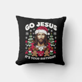 Go Jesusあなたの誕生日の醜いクリスマスセーター クッション (正面)
