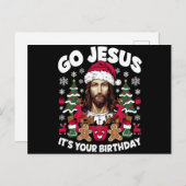 Go Jesusあなたの誕生日の醜いクリスマスセーター シーズンポストカード (正面/裏面)