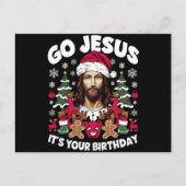 Go Jesusあなたの誕生日の醜いクリスマスセーター シーズンポストカード (正面)