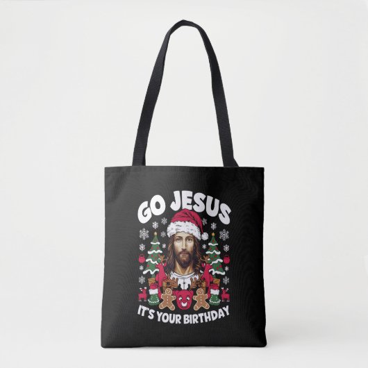 Go Jesusあなたの誕生日の醜いクリスマスセーター トートバッグ (正面)