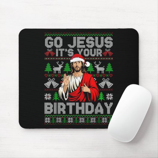 Go Jesusあなたの誕生日の醜いクリスマスセーター マウスパッド (マウス)