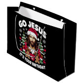 Go Jesusあなたの誕生日の醜いクリスマスセーター ラージペーパーバッグ (正面アングル)