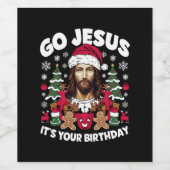 Go Jesusあなたの誕生日の醜いクリスマスセーター ワインラベル (シングルラベル)